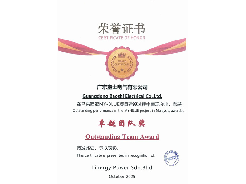 喜报！宝士电气荣获马来西亚项目&ldquo;卓越团队奖&rdquo;